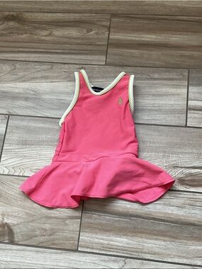 Ralph Lauren Coral Pink Baby Girls Swim Dress with Cream Trim